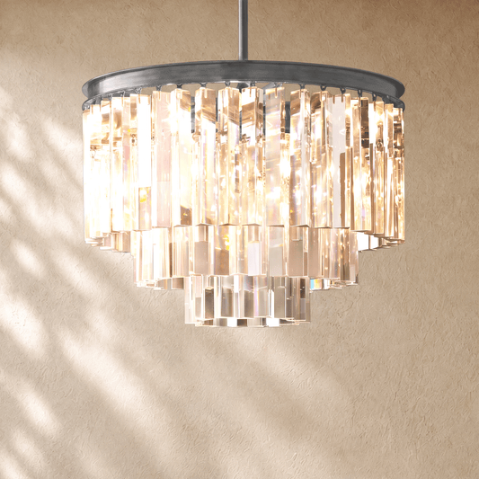1920s Round Crystal Chandelier - Zelno