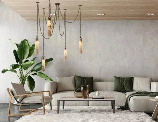 Alabaster Flint 5 Light LED Multi-Drop Pendant - Zelno