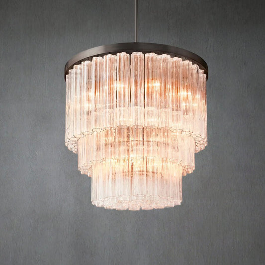 Crelo Round 3-Tier Murano Glass Chandelier 36" - Zelno