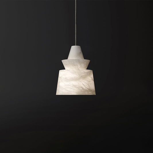 Flo Alabaster Pendant Light Beside Coffee Table - Zelno