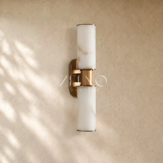 Harlins Alabaster 2-Light Wall Sconce - Zelno