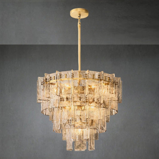 Lattace Smoke Glass Tiered Round Chandelier 36"47" - Zelno