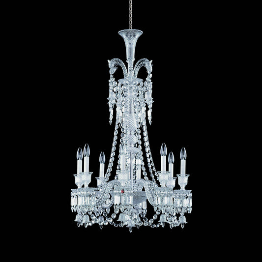 Light Luxury Classic Long Version Tiered Candle Light Crystal Chandelier for High-ceiling Rooms/Living Room - Zelno Lighting