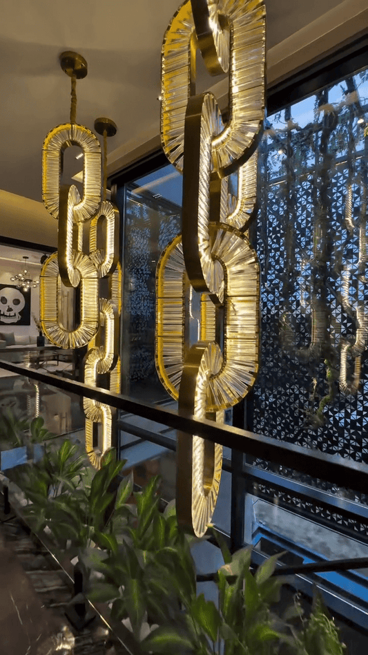Luxury Crystal and Metal Chain Pendant Chandelier for High Ceilings with Modern Finish - Zelno Lighting