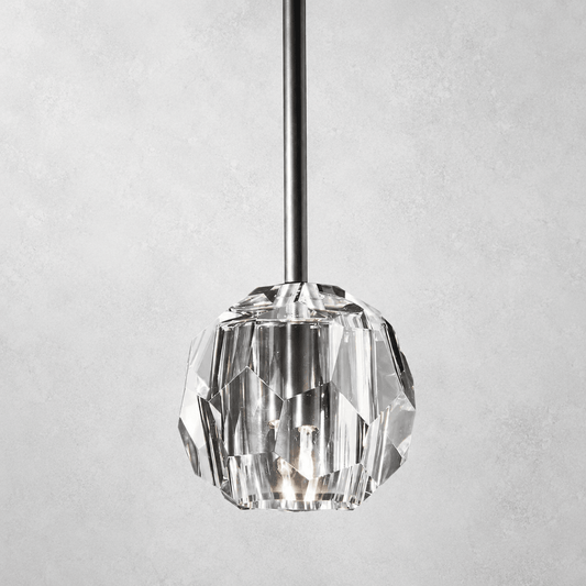 Meridian Clear Cristal Glass Rod Pendant - Zelno