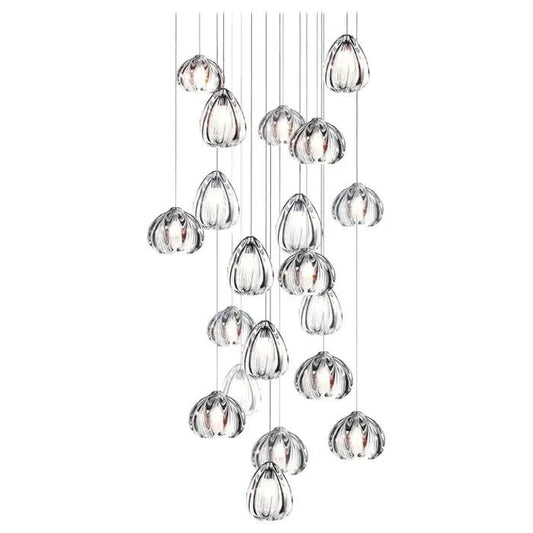Modern Nordic Style Hand Blown Glass Pendant Crystal Chandelier For Dining Room/Living Room/Stairwell - Zelno Lighting