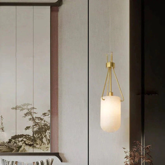 Nina Modern Alabaster Pendant Light, Alabaster Pendant Lamp Besides Bed - Zelno Lighting