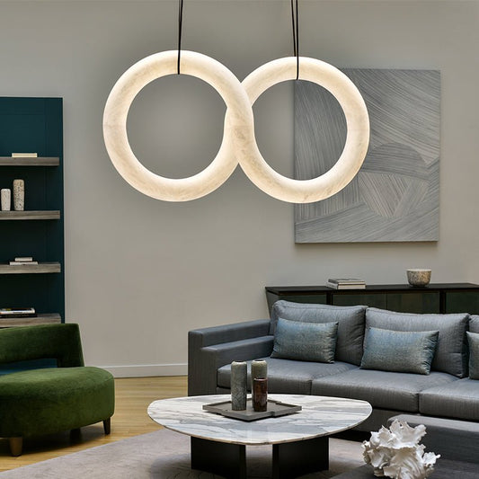 Oslo Infinity Symmetrical Alabaster Pendant Chandelier - Zelno