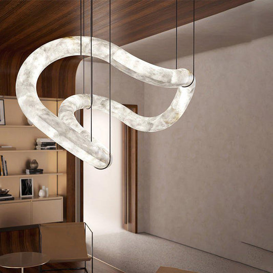 Oslo Infinity Symmetrical Entryway Alabaster Pendant Light - Zelno Lighting