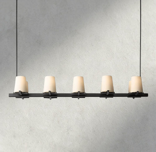 Pauillac Fabric Shade Linear Chandelier 49", 60" - Zelno Lighting