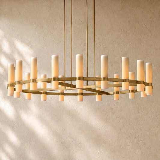 Ravella Round Milk Glass Chandelier - Zelno