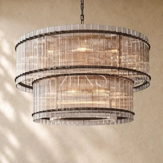 San Marcon Glass Two-Tier Round Chandelier - Zelno