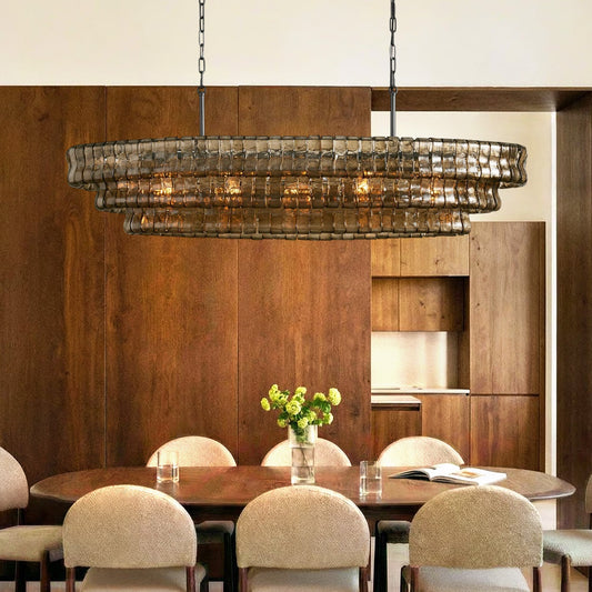 Verdea Oval Glass Chandelier for Dining Room - Zelno