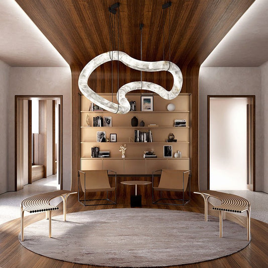 zelnolighting Beverly Symmetrical Entryway Alabaster Pendant Light for Dining Table - Zelno