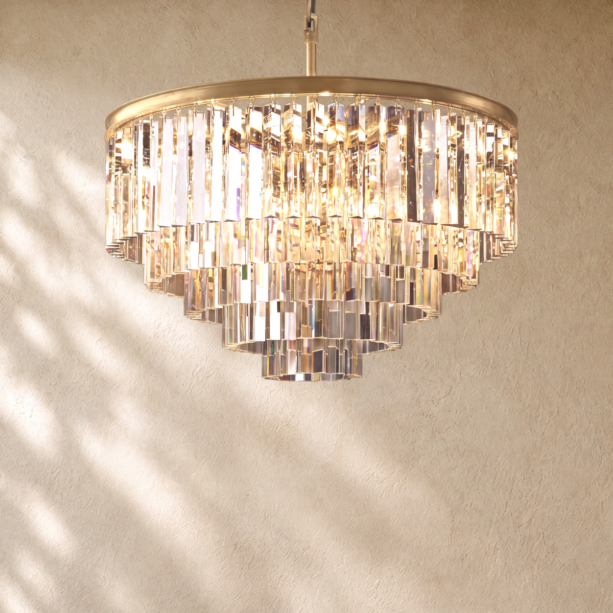 1920s Round Crystal Chandelier