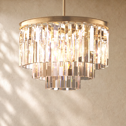 1920s Round Crystal Chandelier