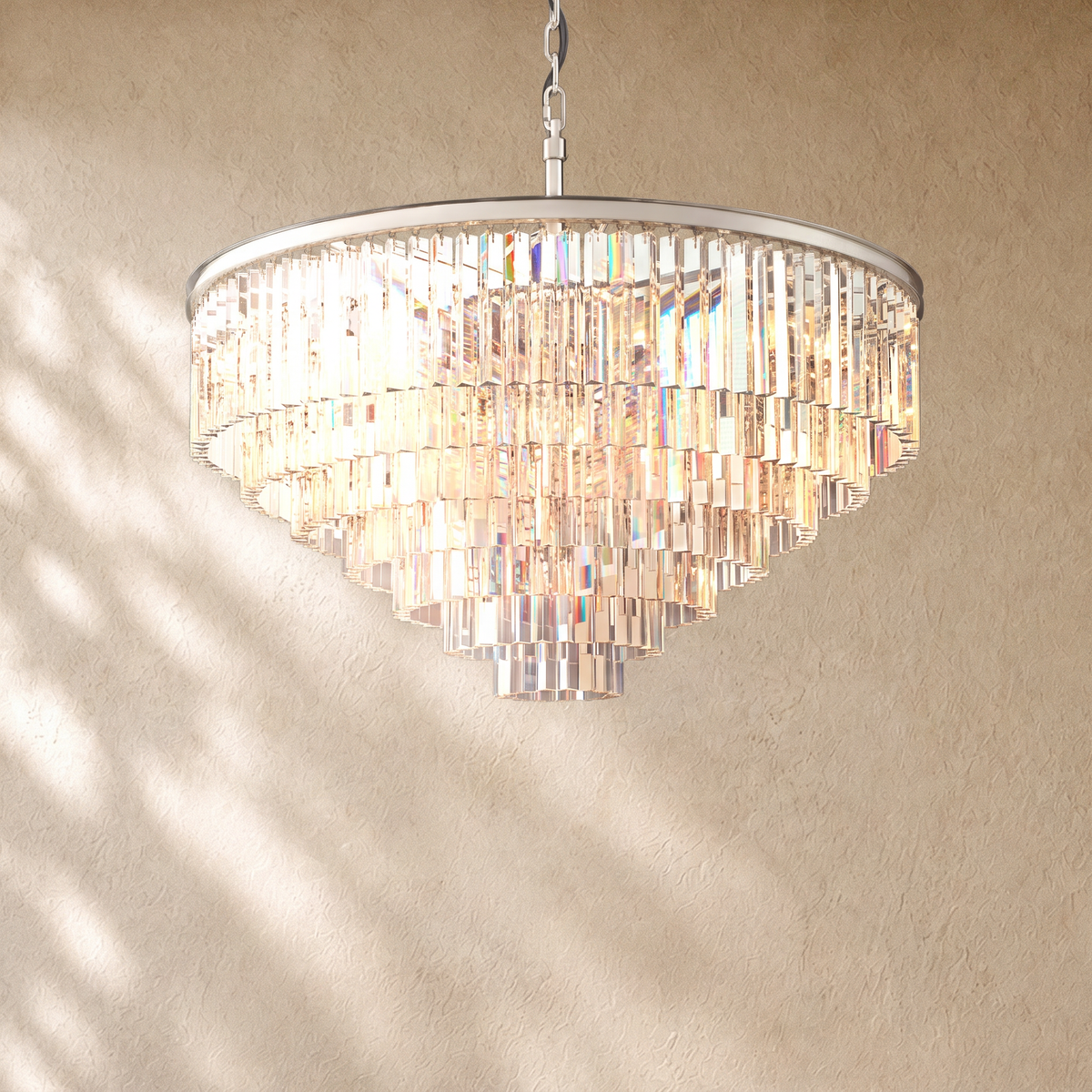 1920s Round Crystal Chandelier