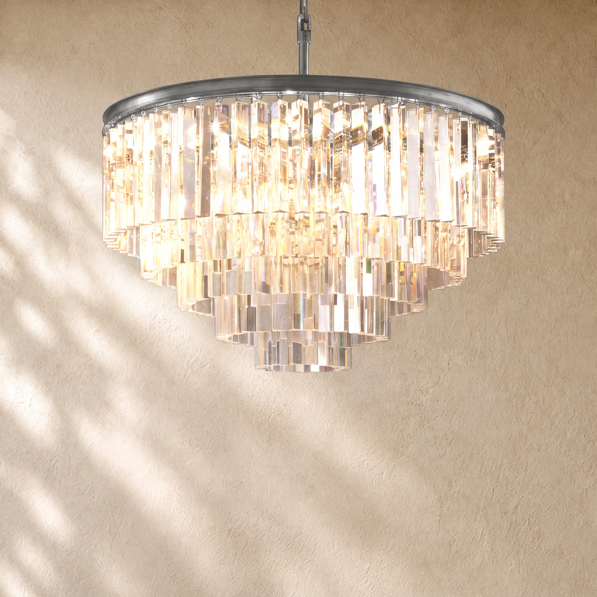 1920s Round Crystal Chandelier