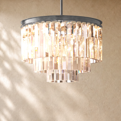 1920s Round Crystal Chandelier