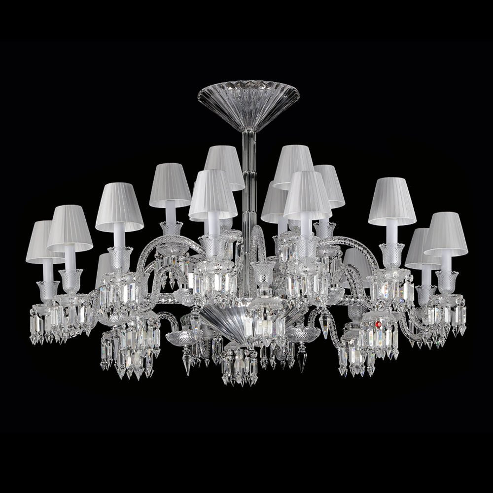 24 Lights Crystal Chandelier with Lampshades - Zelno