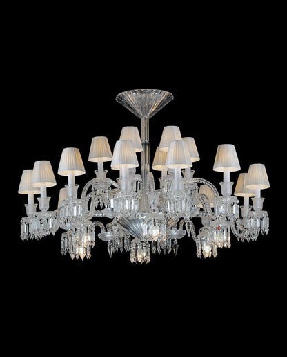 24 Lights Crystal Chandelier with Lampshades - Zelno
