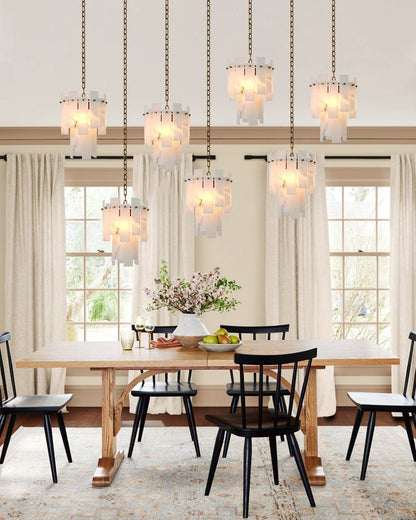3/5/7-light Tired Alabaster marble Cluster Chandelier 13" with adjustable chain - Zelno Lighting
