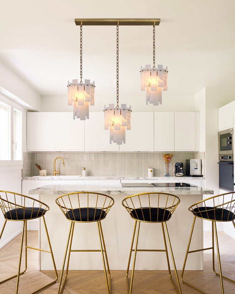 3/5/7-light Tired Alabaster marble Cluster Chandelier 13" with adjustable chain - Zelno Lighting