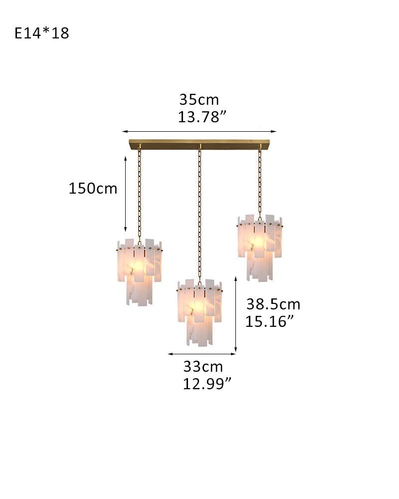 3/5/7-light Tired Alabaster marble Cluster Chandelier 13" with adjustable chain - Zelno Lighting