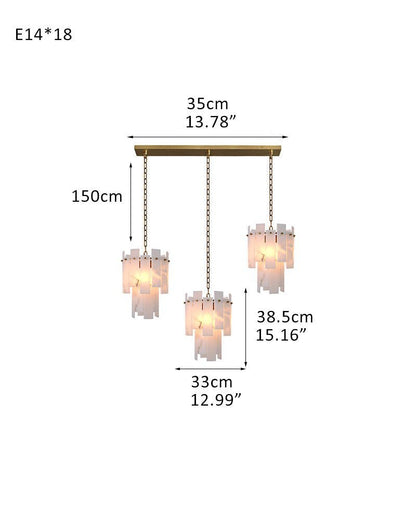 3/5/7-light Tired Alabaster marble Cluster Chandelier 13" with adjustable chain - Zelno Lighting