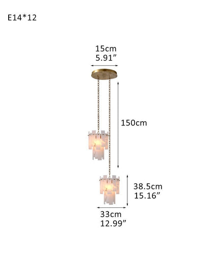 3/5/7-light Tired Alabaster marble Cluster Chandelier 13" with adjustable chain - Zelno Lighting
