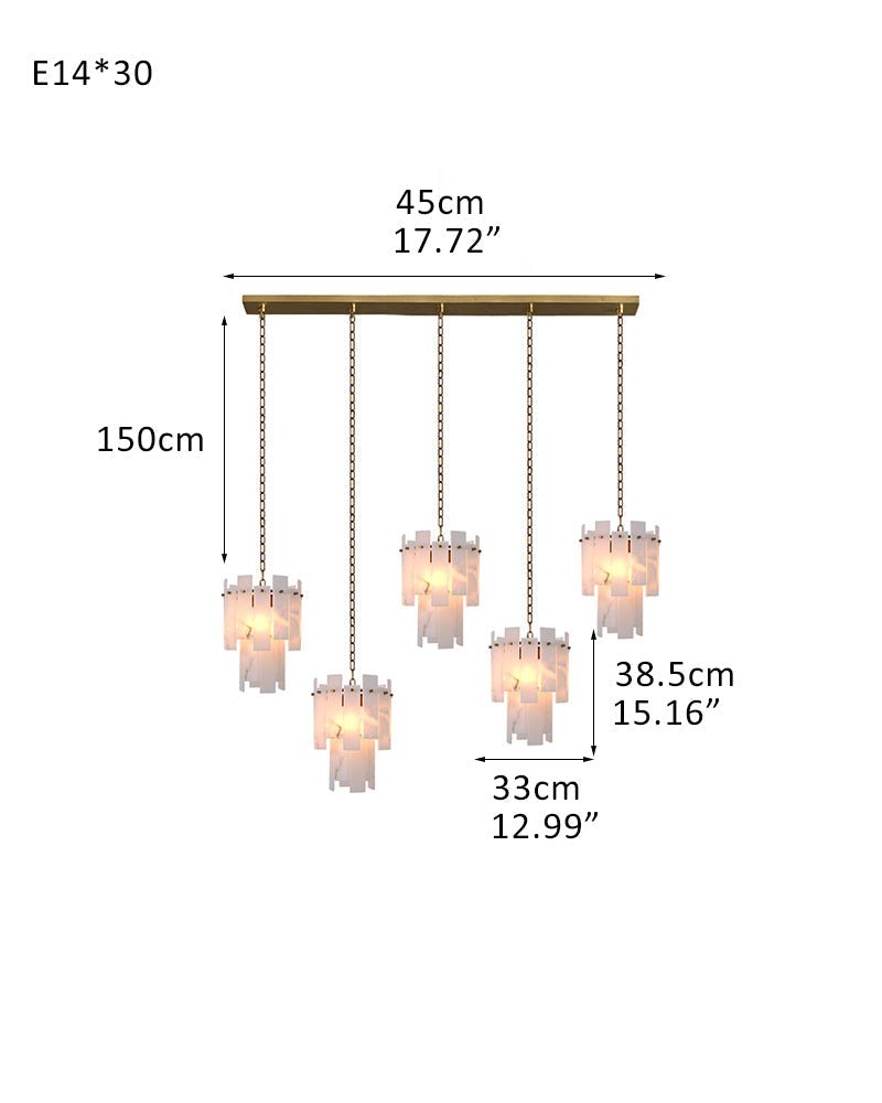 3/5/7-light Tired Alabaster marble Cluster Chandelier 13" with adjustable chain - Zelno Lighting