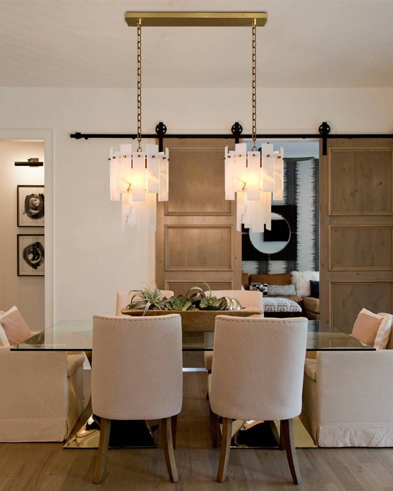 3/5/7-light Tired Alabaster marble Cluster Chandelier 13" with adjustable chain - Zelno Lighting