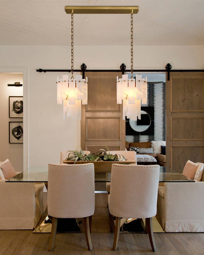 3/5/7-light Tired Alabaster marble Cluster Chandelier 13" with adjustable chain - Zelno Lighting