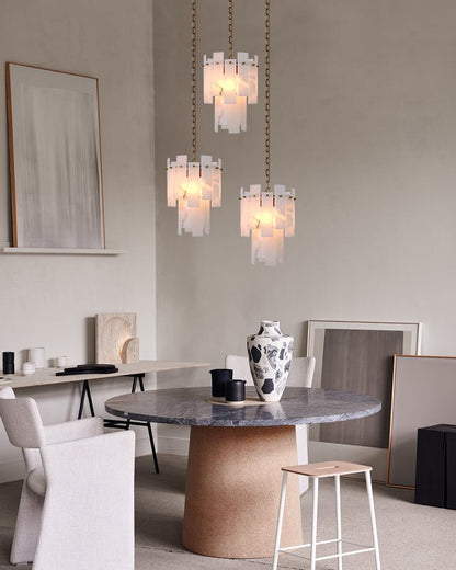 3/5/7-light Tired Alabaster marble Cluster Chandelier 13" with adjustable chain - Zelno Lighting