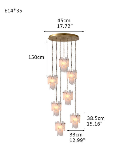 3/5/7-light Tired Alabaster marble Cluster Chandelier 13" with adjustable chain - Zelno Lighting