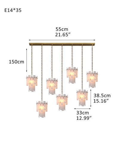 3/5/7-light Tired Alabaster marble Cluster Chandelier 13" with adjustable chain - Zelno Lighting