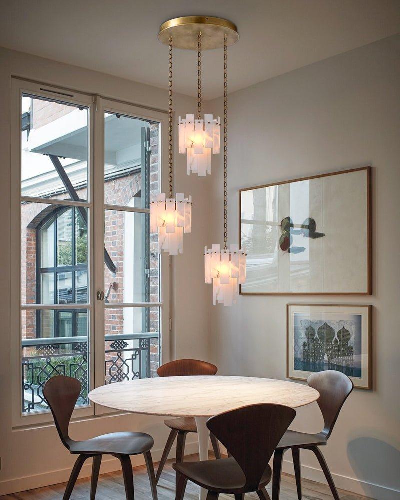 3/5/7-light Tired Alabaster marble Cluster Chandelier 13" with adjustable chain - Zelno Lighting