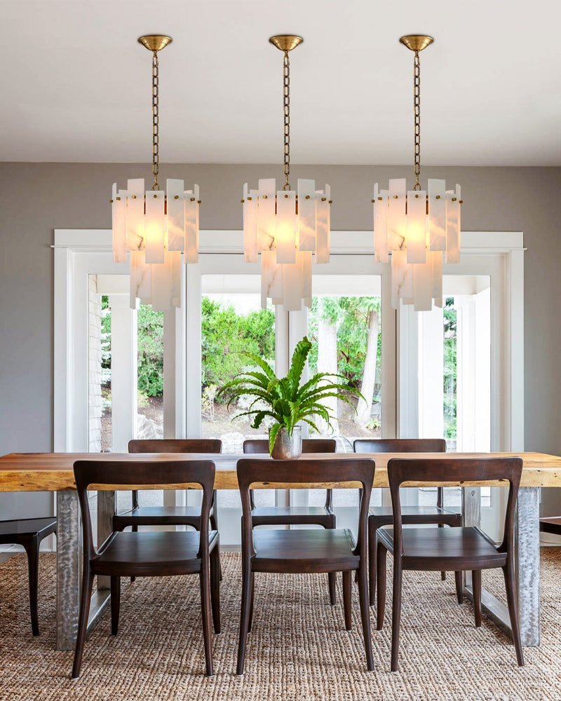3/5/7-light Tired Alabaster marble Cluster Chandelier 13" with adjustable chain - Zelno Lighting