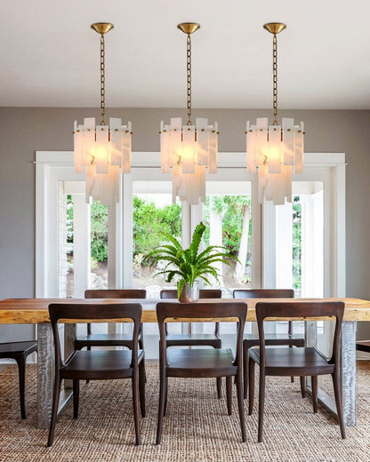 3/5/7-light Tired Alabaster marble Cluster Chandelier 13" with adjustable chain - Zelno Lighting