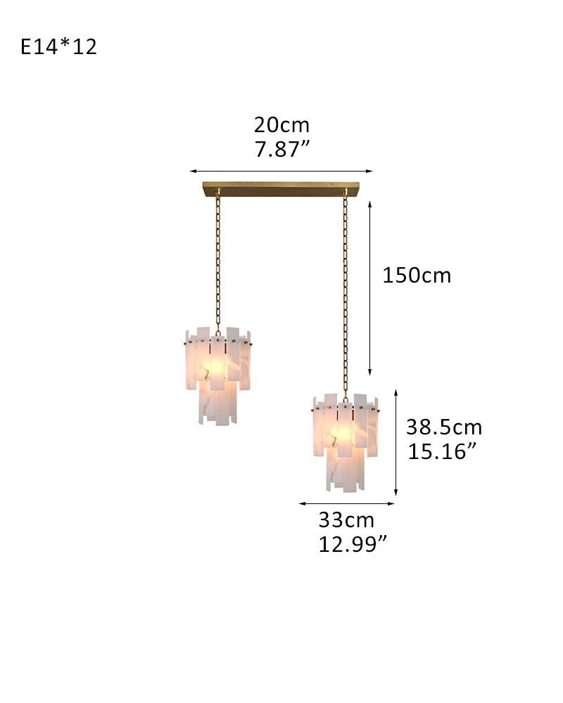 3/5/7-light Tired Alabaster marble Cluster Chandelier 13" with adjustable chain - Zelno Lighting