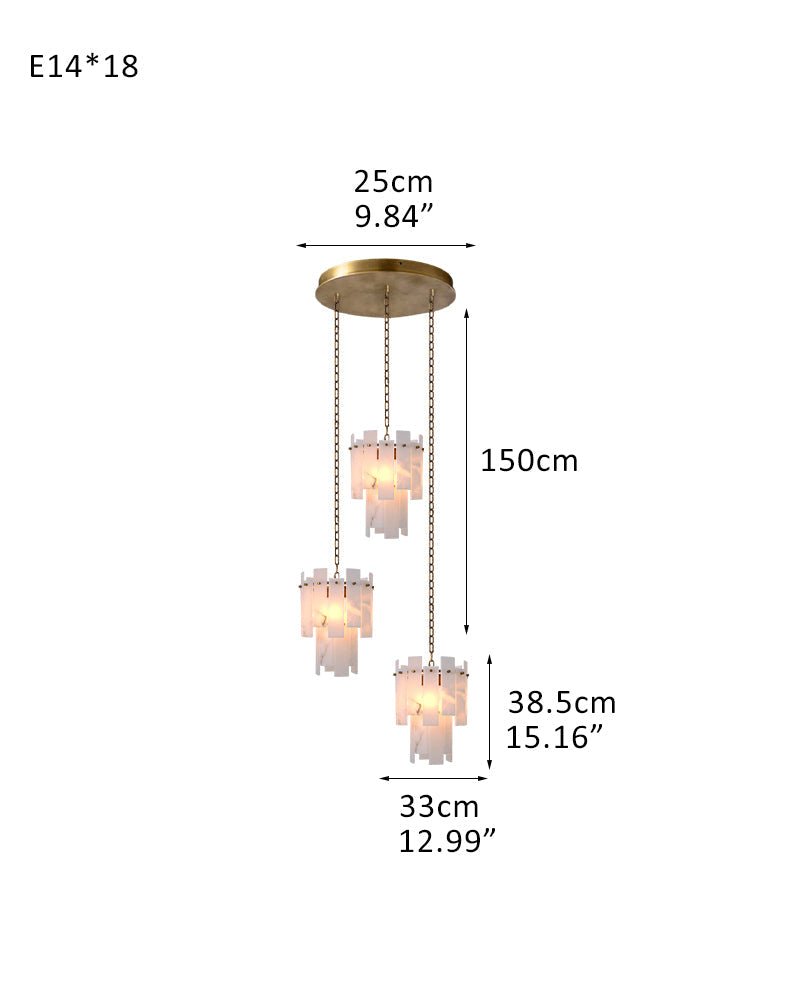3/5/7-light Tired Alabaster marble Cluster Chandelier 13" with adjustable chain - Zelno Lighting