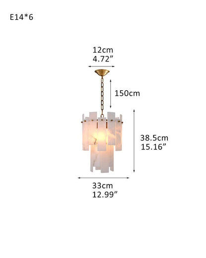 3/5/7-light Tired Alabaster marble Cluster Chandelier 13" with adjustable chain - Zelno Lighting