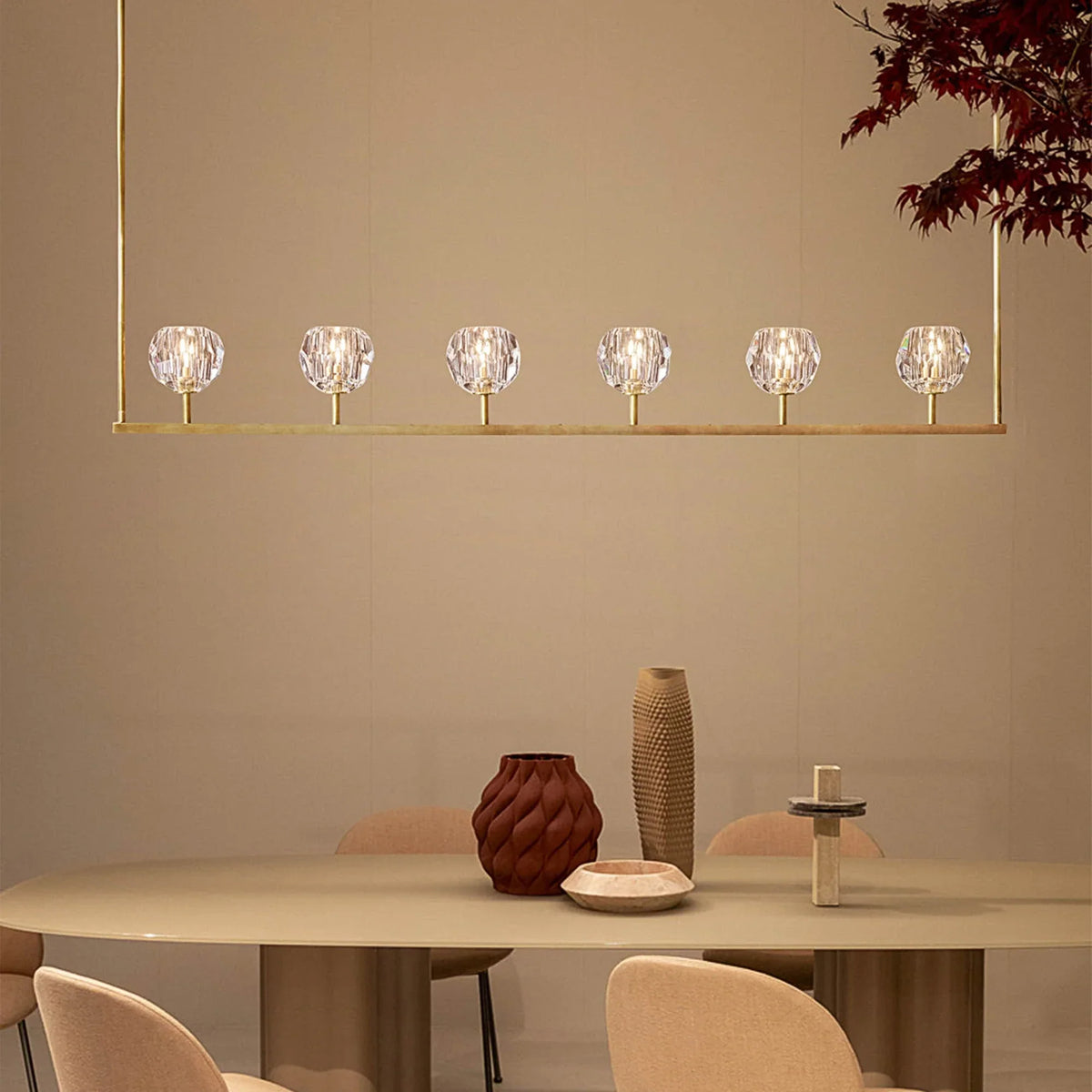Boulee de Cristal Glass Linear Chandelier 48", 60"