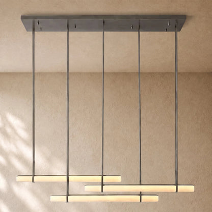Audubom Alabaster Triple Bar Linear Chandelier