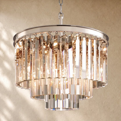 1920s Round Crystal Chandelier