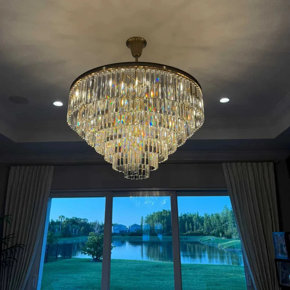 1920s Round Crystal Chandelier
