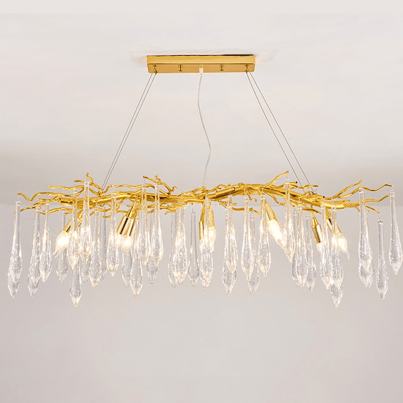 Agnes Aluminum Branch Crystal Chandelier For Dining Room - Zelno Lighting