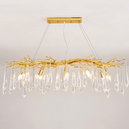 Agnes Aluminum Branch Crystal Chandelier For Dining Room - Zelno Lighting