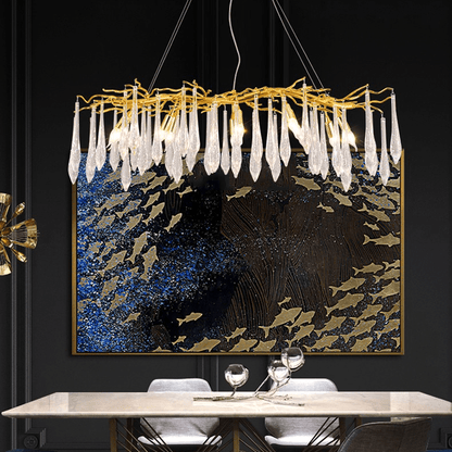 Agnes Aluminum Branch Crystal Chandelier For Dining Room - Zelno Lighting