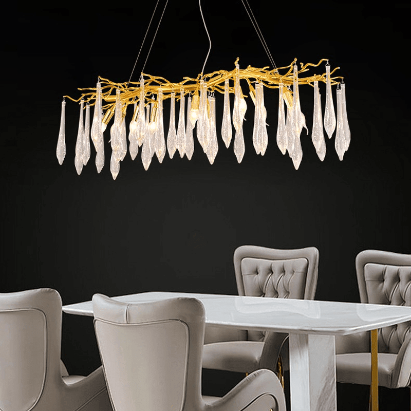 Agnes Aluminum Branch Crystal Chandelier For Dining Room - Zelno Lighting